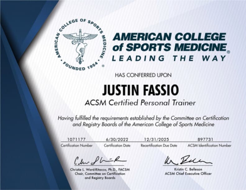 ACSM Certified Personal Trainer Certificate